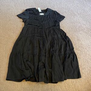 Maeve Anthropologie Dress Womens XS Black Sacha Jacquard Tiered Tunic New